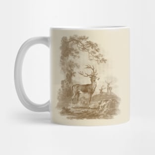 Deer In the Forest Vintage Illustration - Sepia Mug